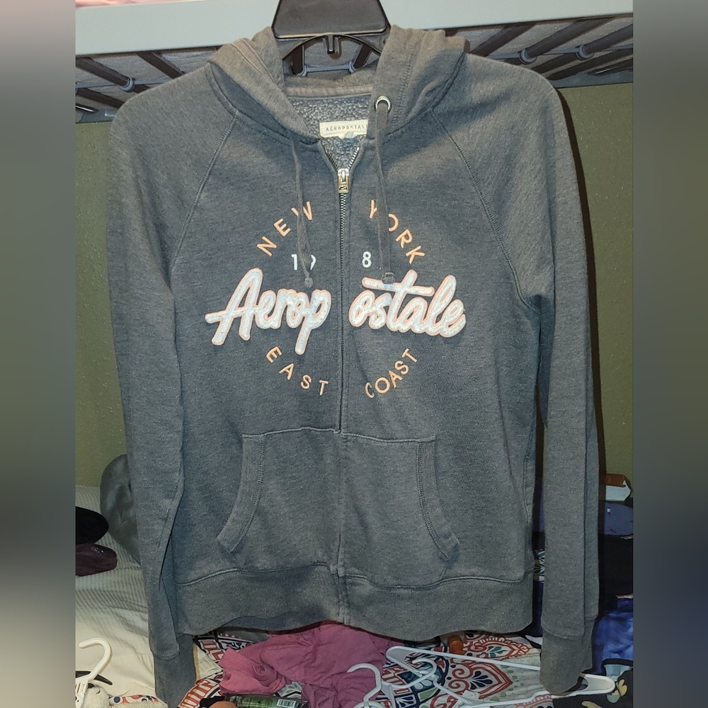 Large Gray Aeropostle zip hoodie